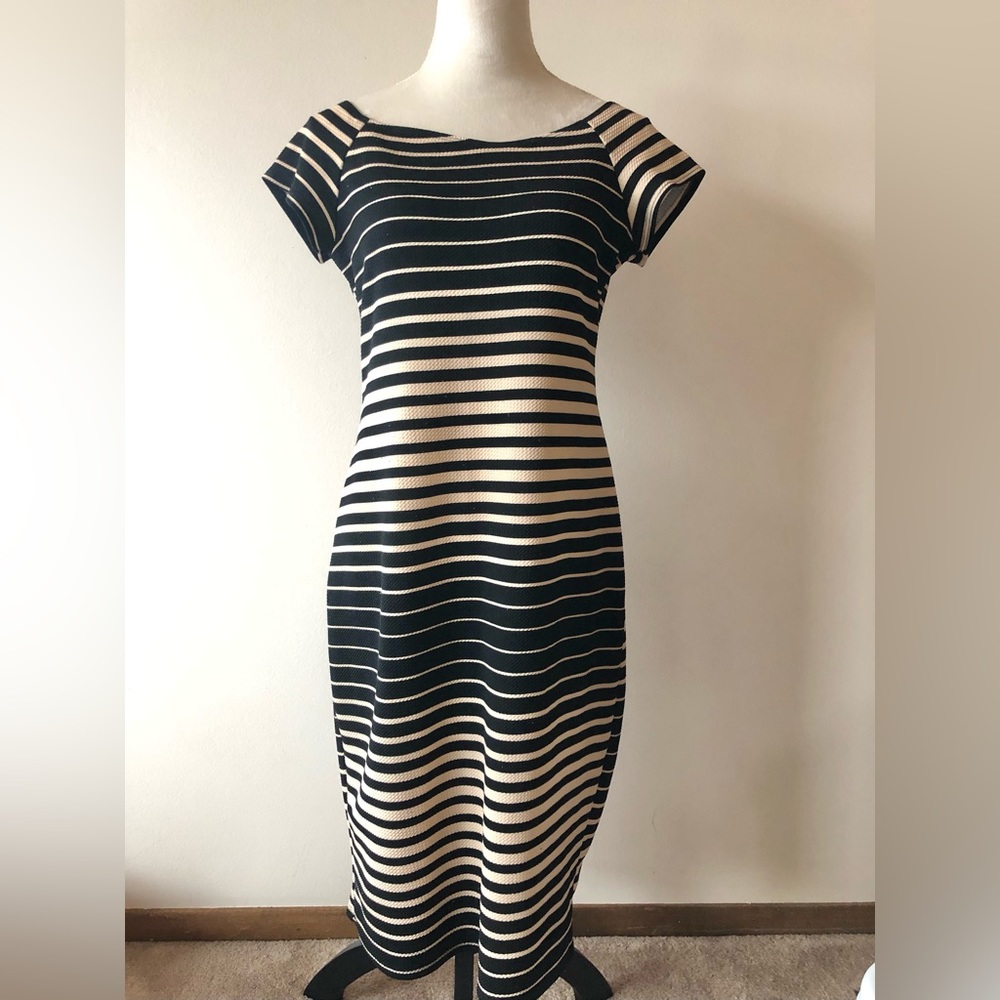 Stripes Sheath Dress, Size M
